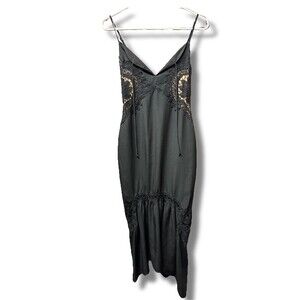 Dance & Marvel Dress Womens Size S Black  Midi V-Neck Spaghetti strap